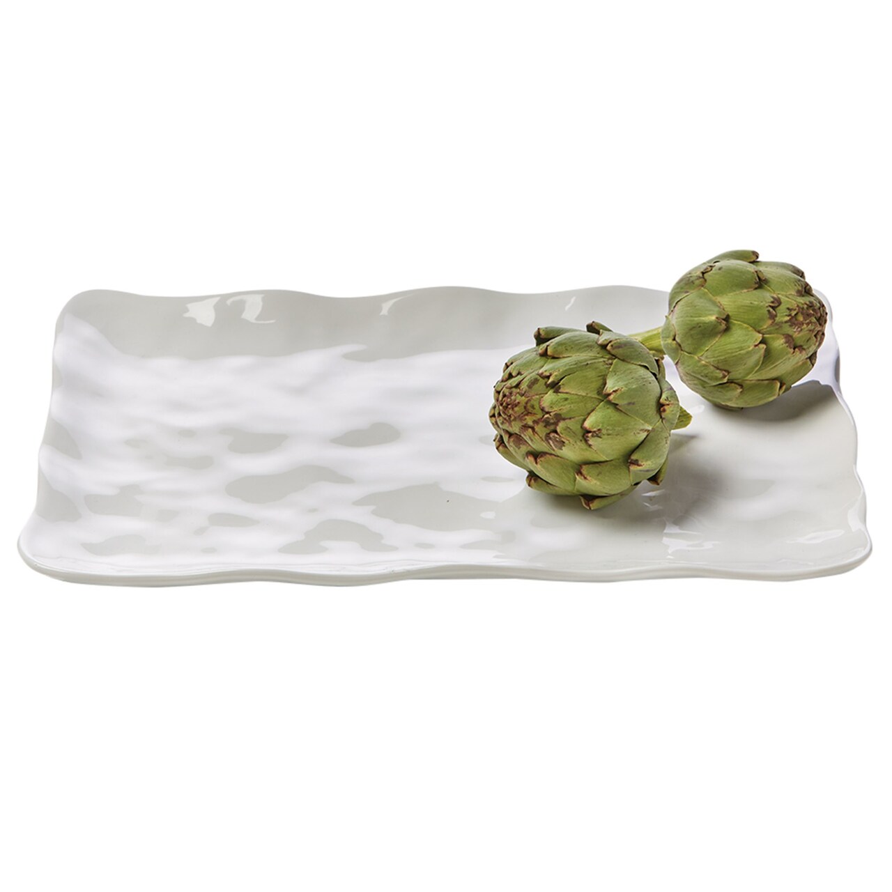Formoso White Stoneware Rectangular Dinnerware Serving Tray Platter Dishwasher Safe 17L x 11.5W inches